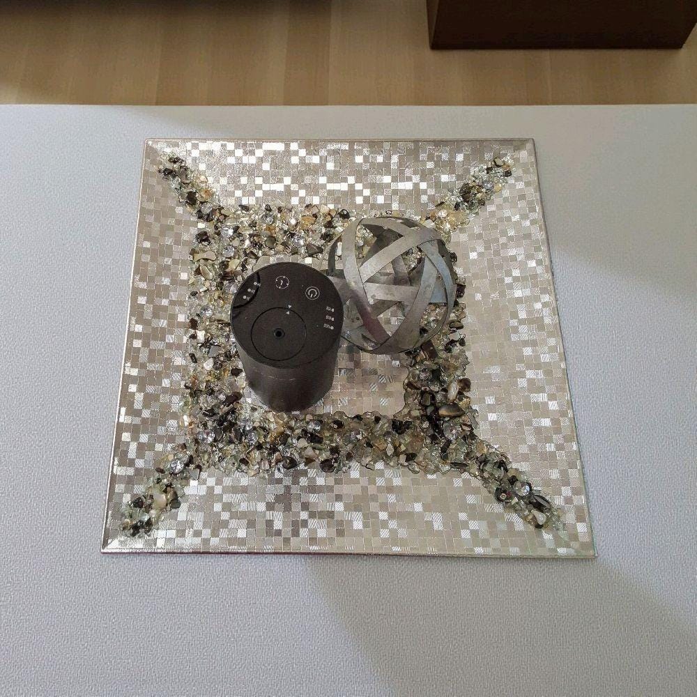 Handmade Silver Charger Plate with Crystallized Accents