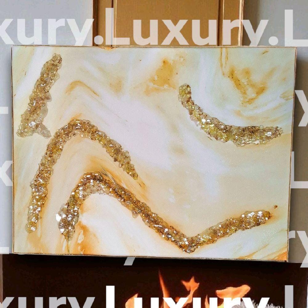 Entrepreneur Artist of 3D elegant unique abstract artwork paintings, hand-designed with crystals encased. Size 18x24