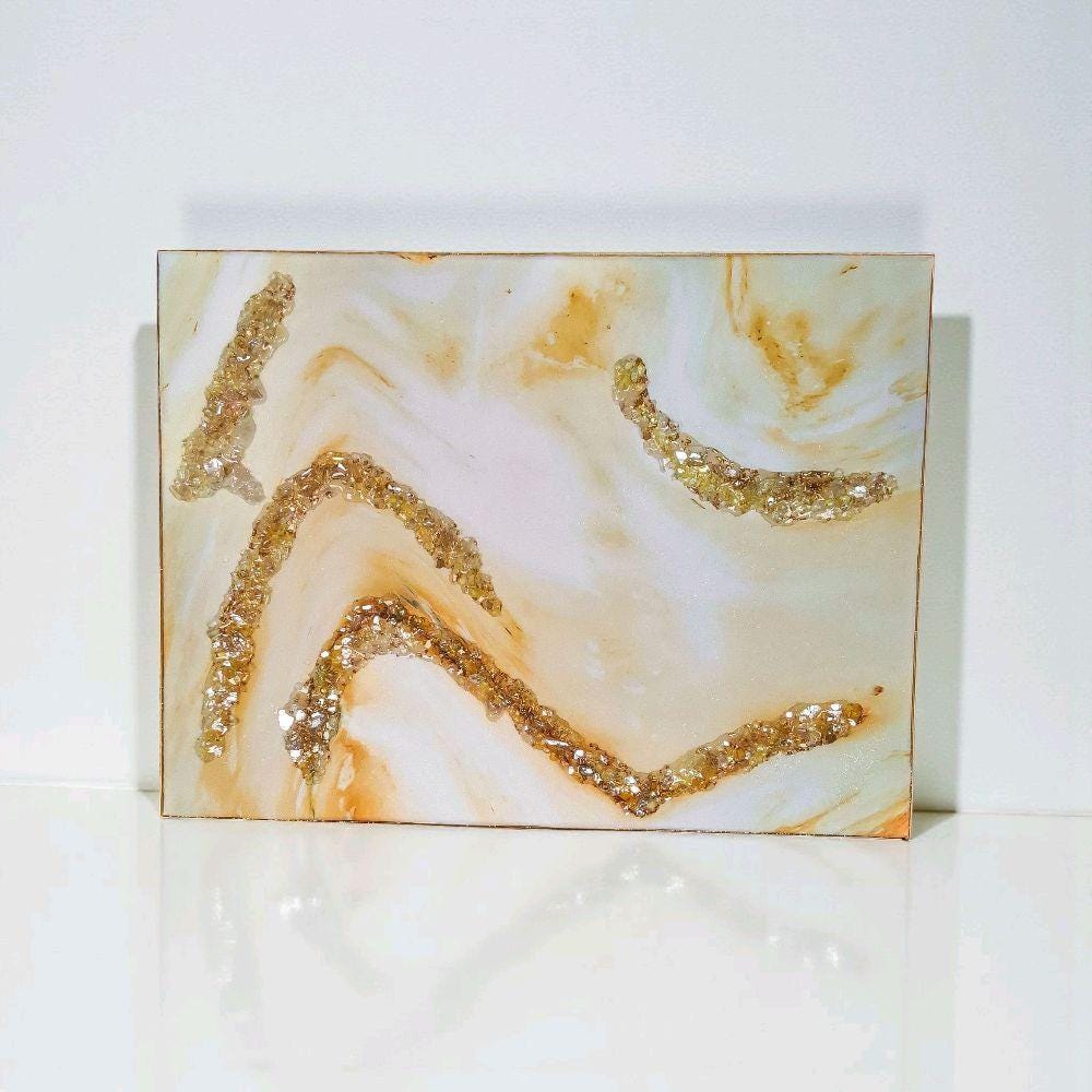 Entrepreneur Artist of 3D elegant unique abstract artwork paintings, hand-designed with crystals encased. Size 18x24