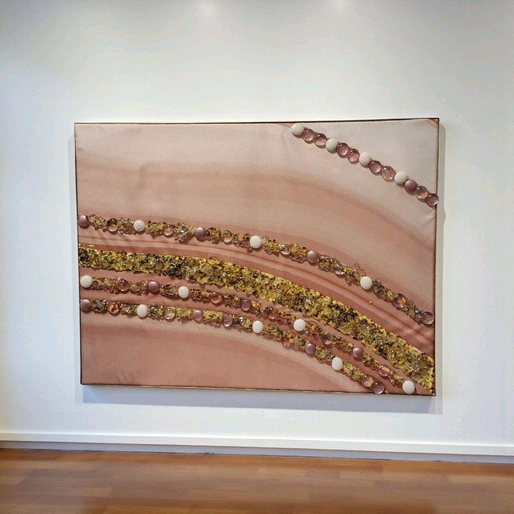 Entrepreneur Artist of 3D elegant unique abstract artwork paintings, hand-designed with crystals encased. Size 18x24