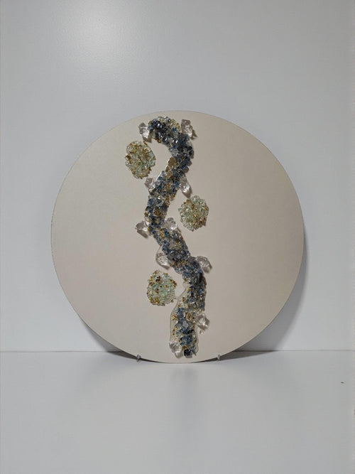 3D Crystallized Artwork Table: Blue & Aqua Green Accent Decor