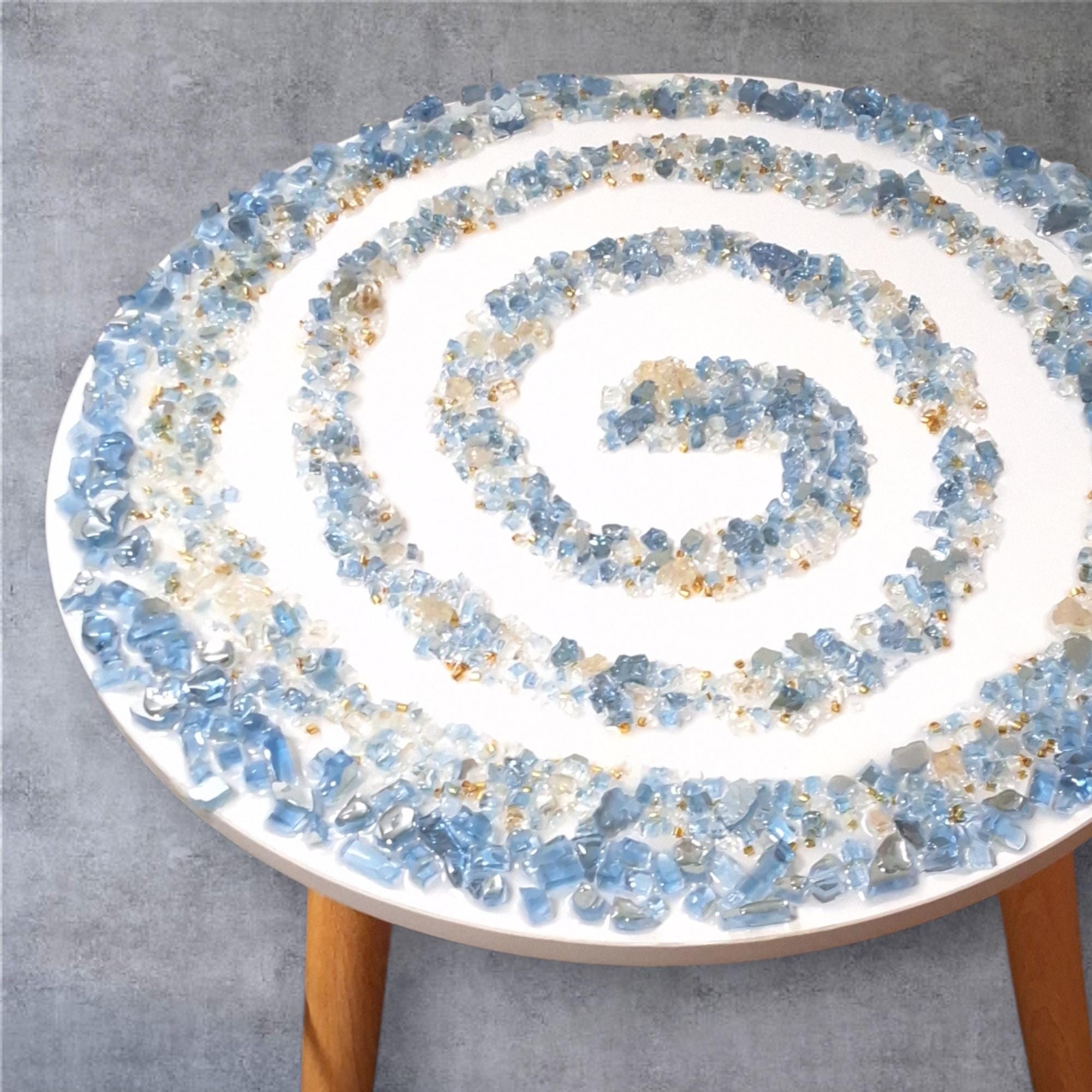 3D Crystallized Decor Table, Elegant Artwork Design