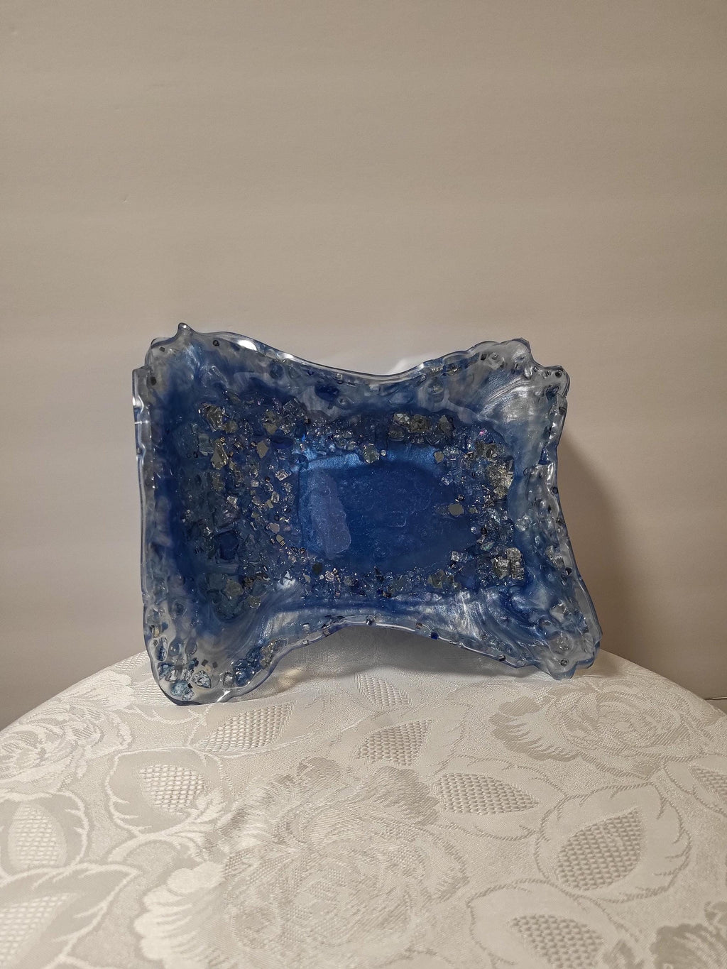 Blue Crystal Resin Decor Bowl - 3D Design Table Display