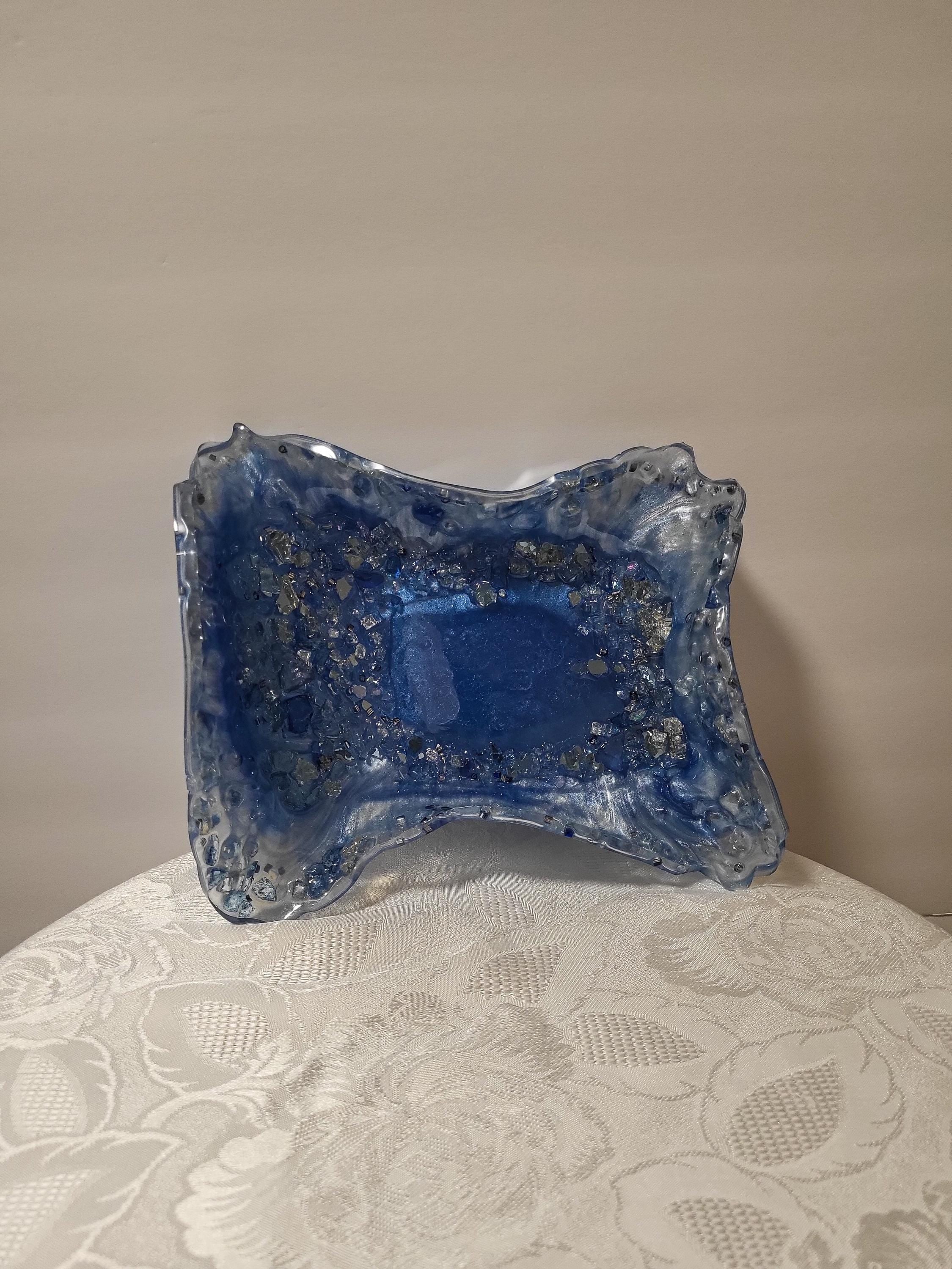 Blue Crystal Resin Decor Bowl - 3D Design Table Display
