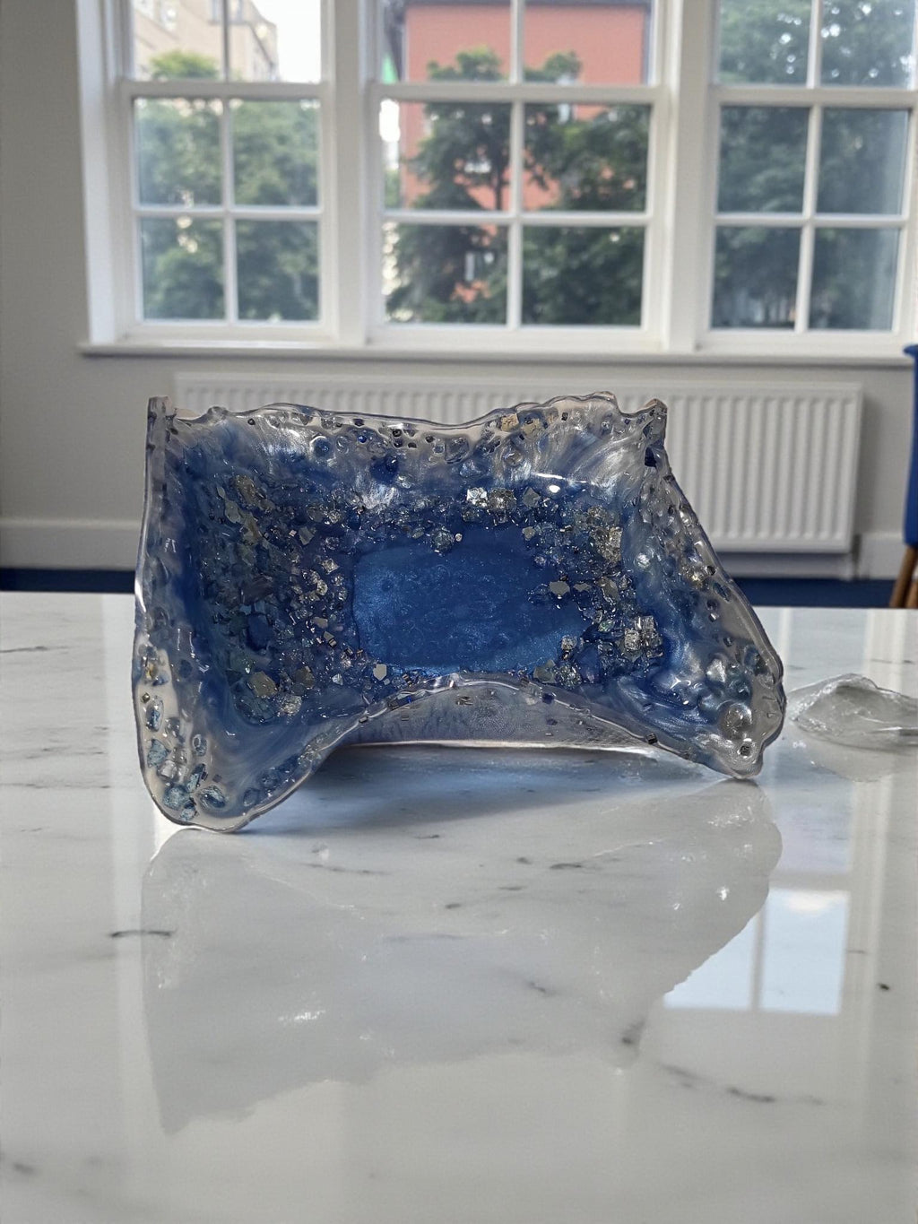Blue Crystal Resin Decor Bowl - 3D Design Table Display