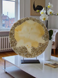 Crystalized Resin Table: Yellow Gold & Metallic White, Glam Home Decor