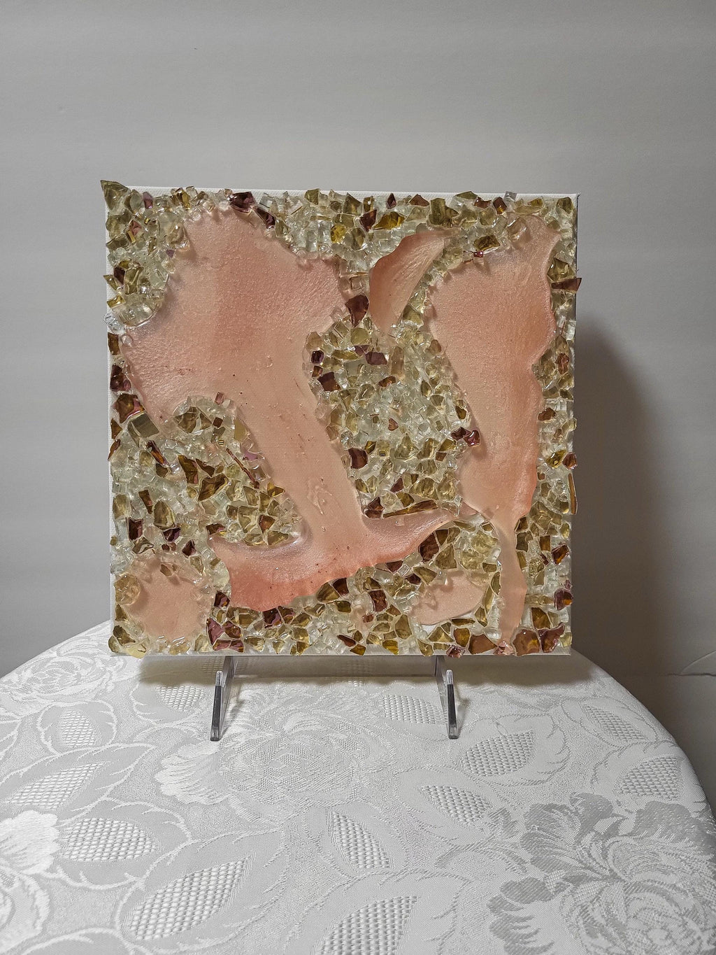 3D Rose Crystal Resin Artwork: Elegant Home Decor. Size 12x12 and 10x10, SET OF 2