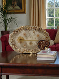 Floral & Pearl Crystal Resin Tray - Elegant Earth Tone Bathroom Decor