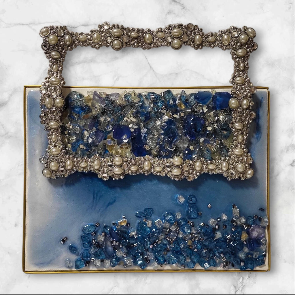 Hand Designed 3D Blue Crystal Artwork, Hanging Ornament Decor