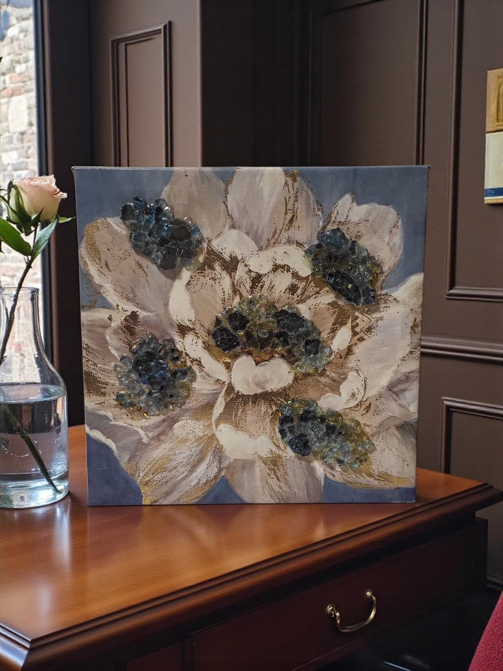 Hand Designed 3D Elegant Crystallized Artwork with Crystals