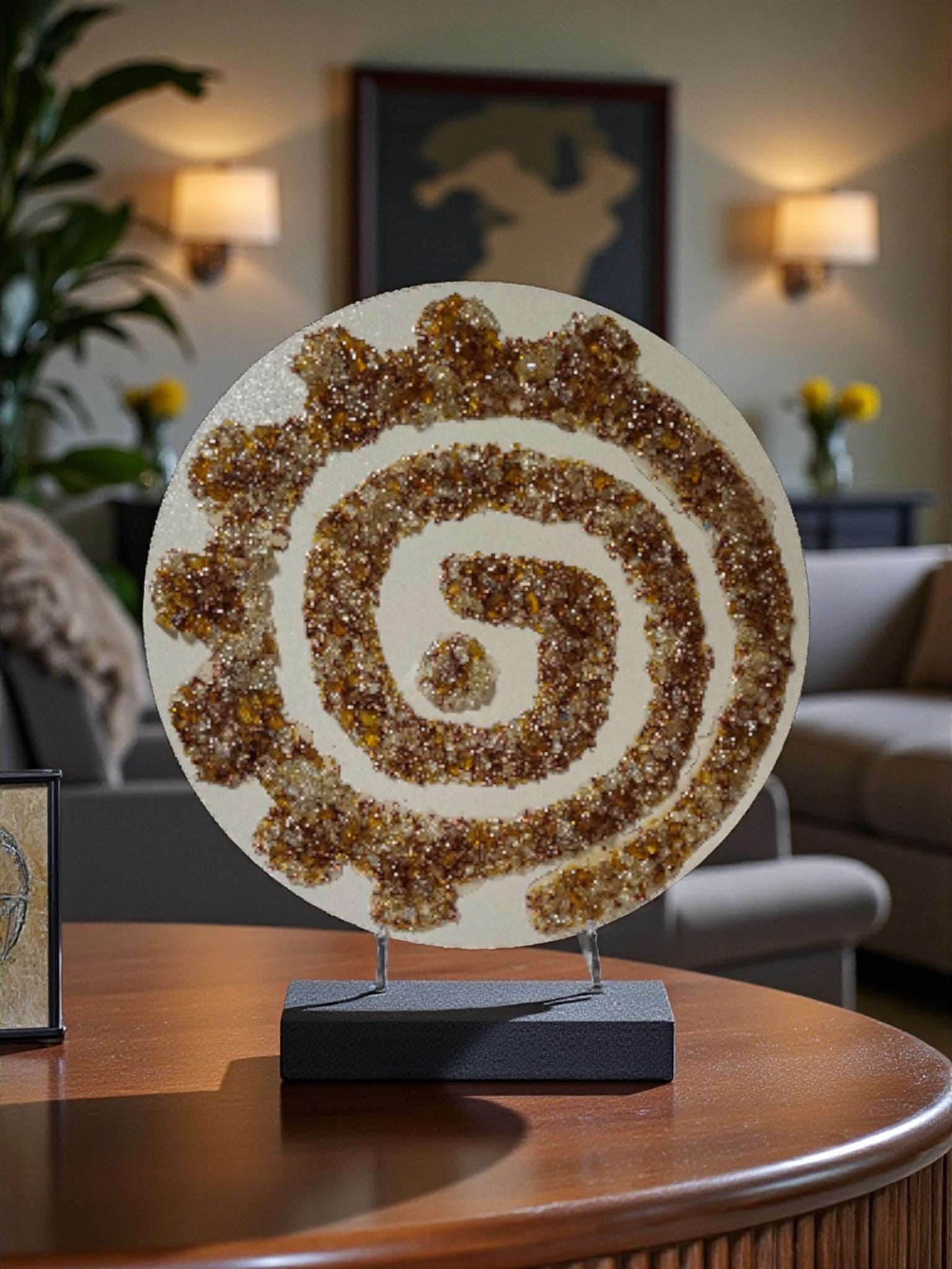 Hand designed 3D Elegant crystallized artwork, exquisite color of amber, Elegantly unique in detail