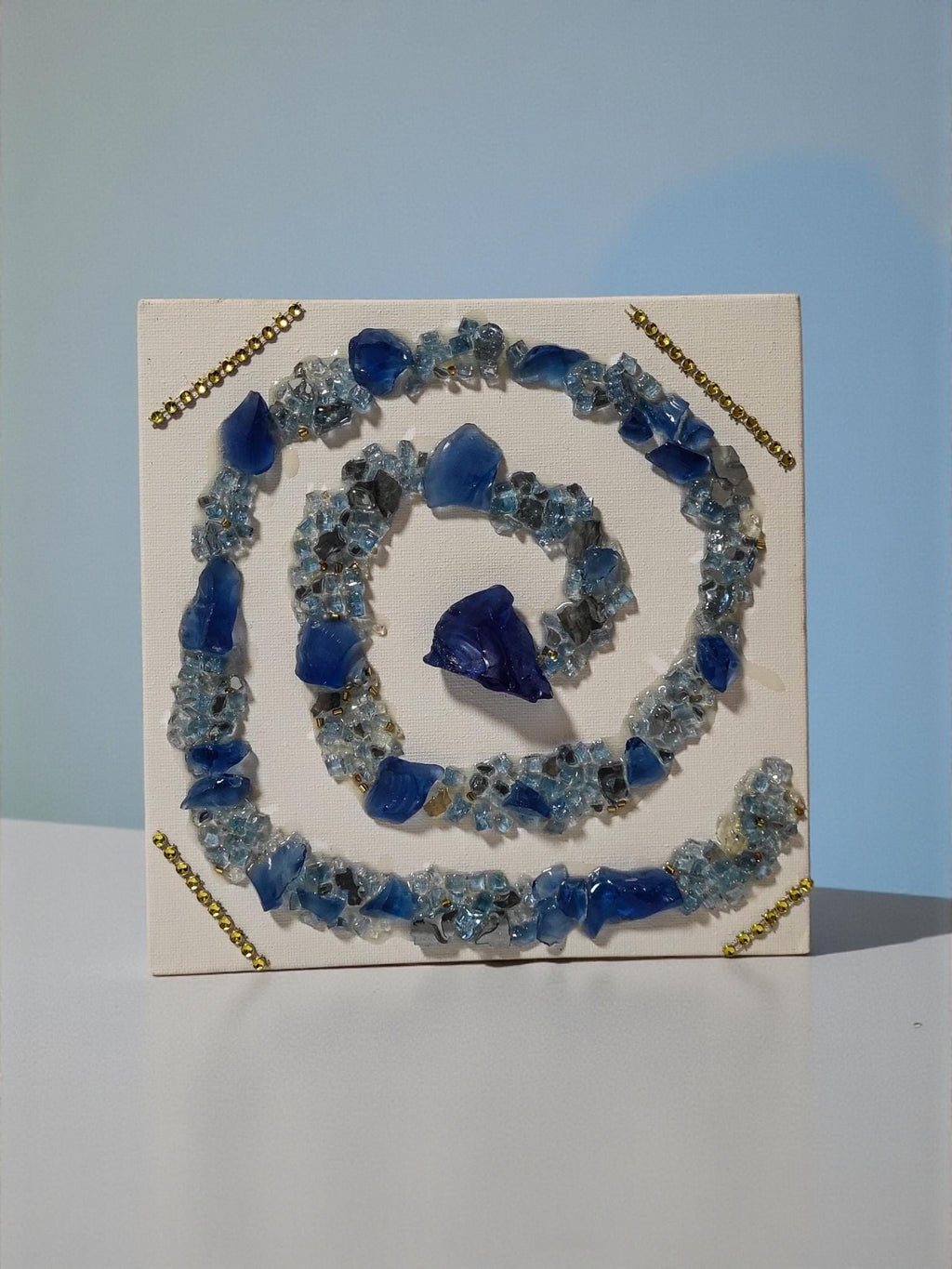 Hand-Designed Resin Blue Stone Hanging Decor, Elegant 3D Art