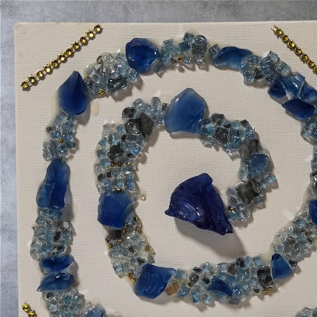 Hand-Designed Resin Blue Stone Hanging Decor, Elegant 3D Art