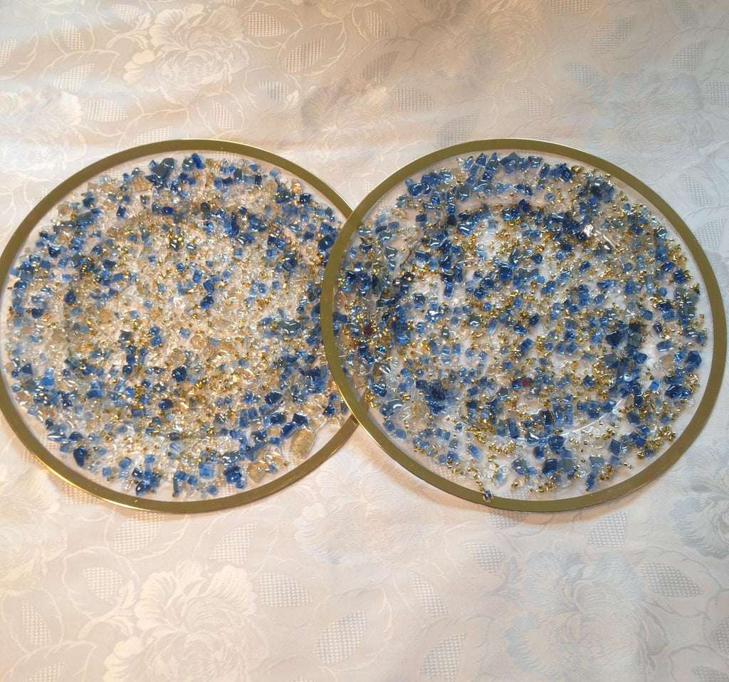Royal Blue Resin Charger Plate, Elegant Home Decor