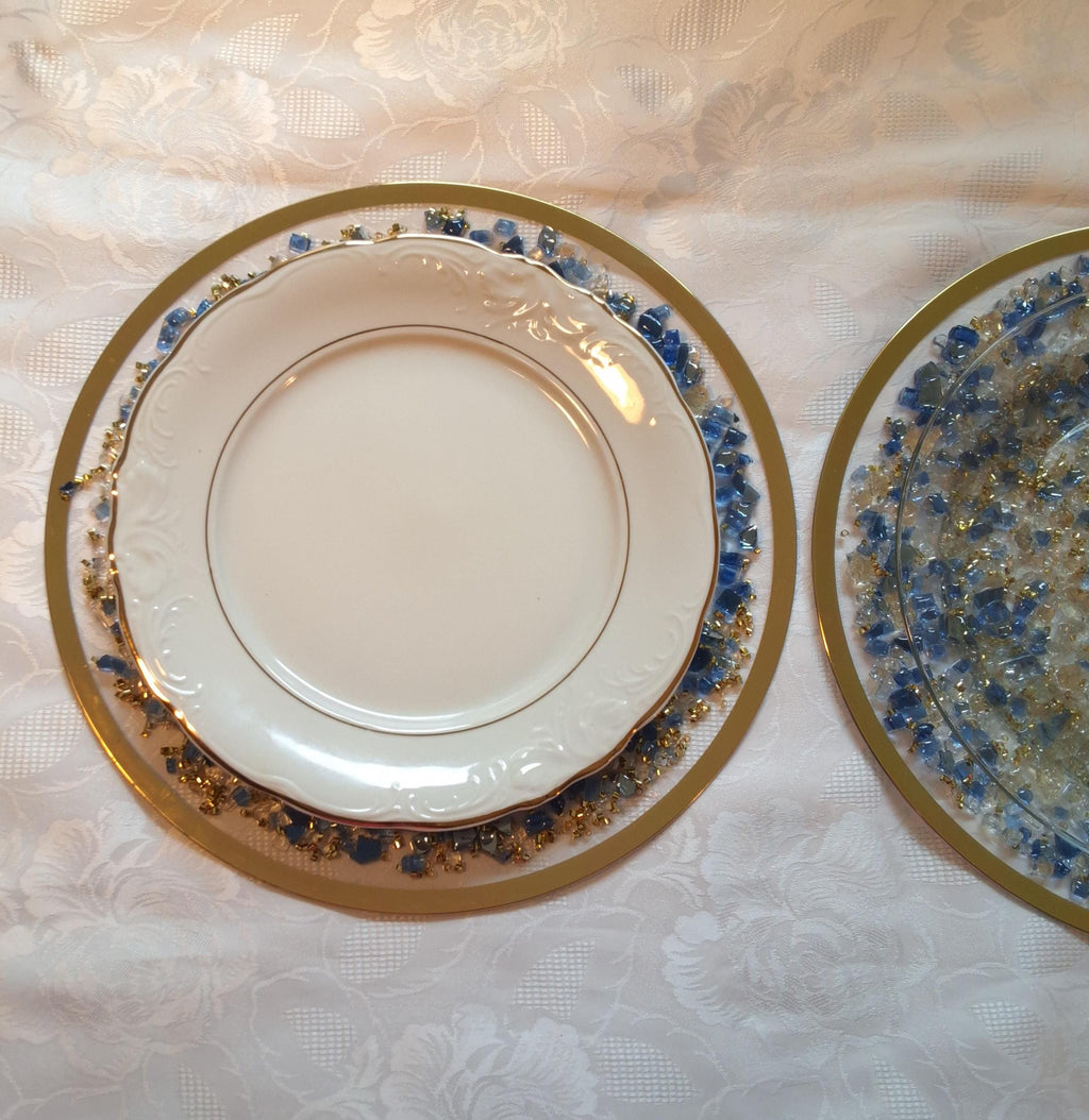 Royal Blue Resin Charger Plate, Elegant Home Decor