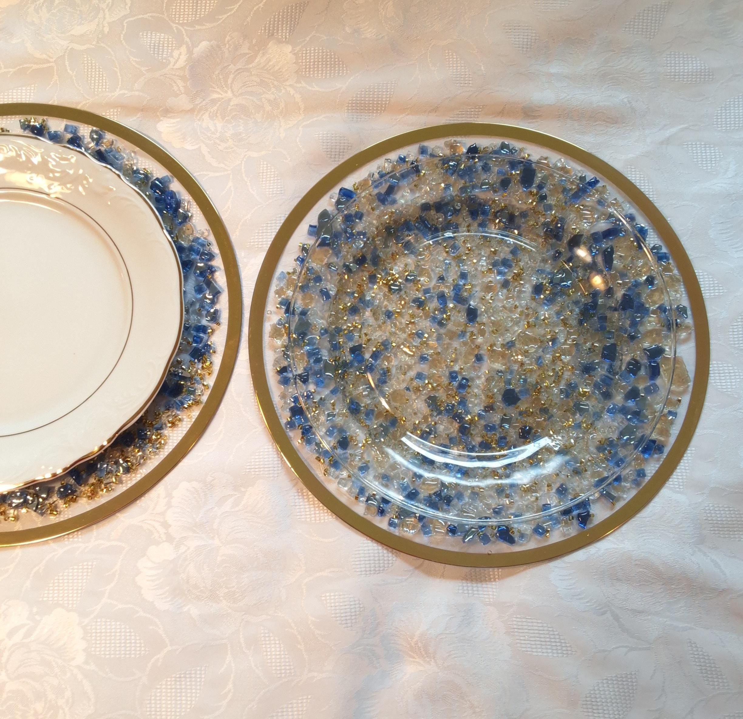 Royal Blue Resin Charger Plate, Elegant Home Decor