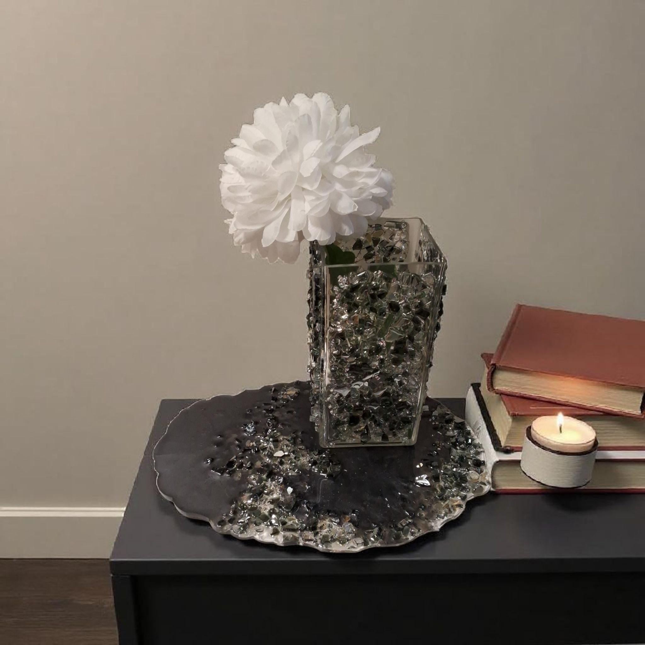 Hand-Designed Resin Crystal Decor: Elegant Candle, Trinket, Vase Display