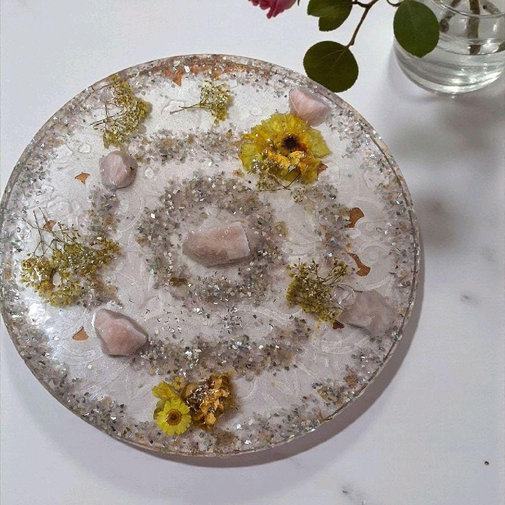 3D Resin Tray Decor - Crystal & Stone Design
