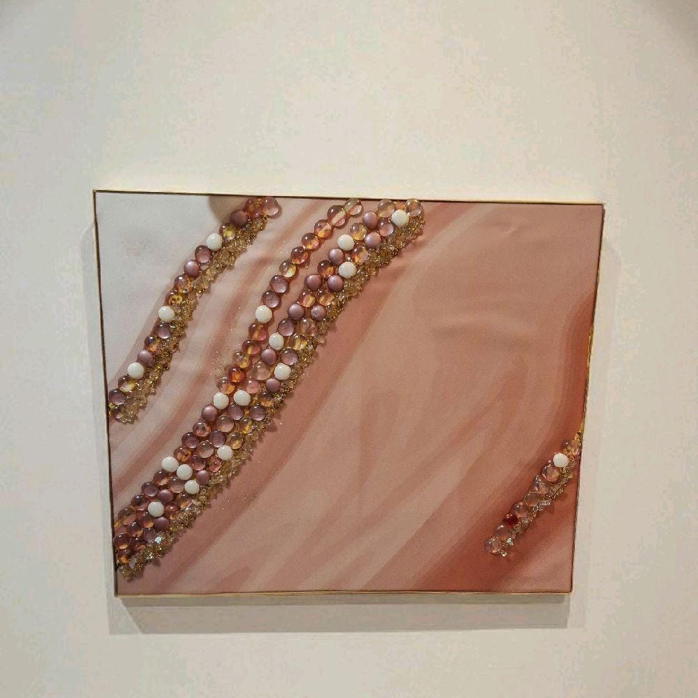 Entrepreneur Artist of 3D elegant unique abstract artwork paintings, hand-designed with crystals encased. Size 18x24
