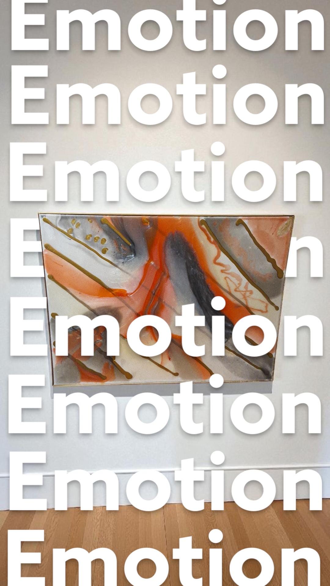3D Abstract Canvas Painting, Orange Gold Grey White, 18x24 Hand-Designed Artwork