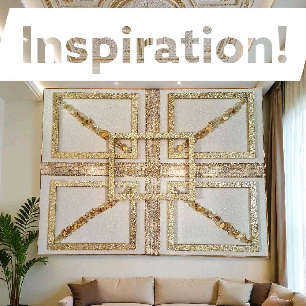 3D Gold Crystallized Abstract Artwork - Elegant Geometric Decor (18x24)