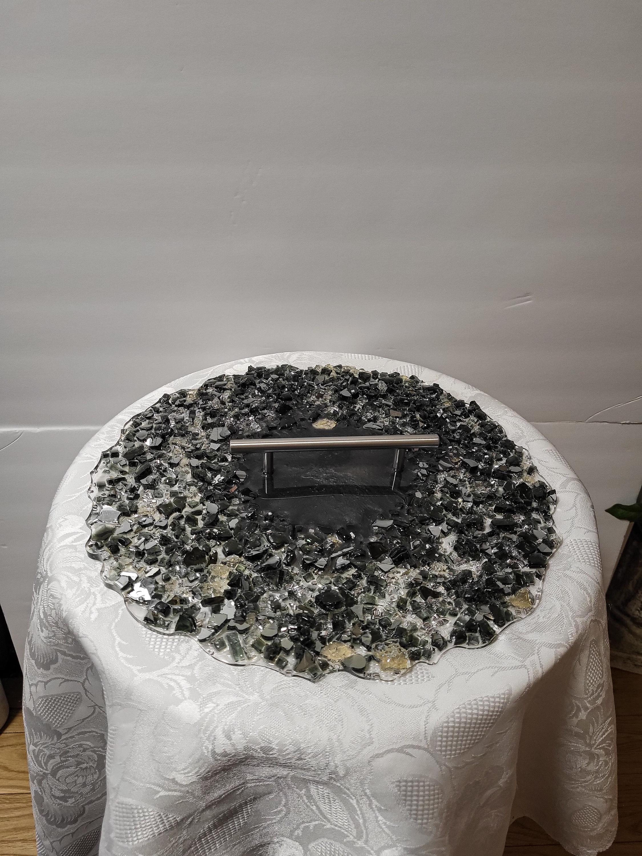 Hand-Designed 3D Crystallized Decorative Artwork – Elegant Display Tray