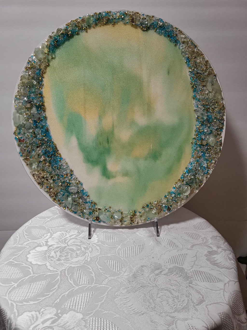Hand-Designed Crystallized 3D Table Decor, Elegant Artwork