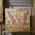 3D Abstract Crystal Canvas Painting, Gold/Pink/Grey Artwork (18x24)