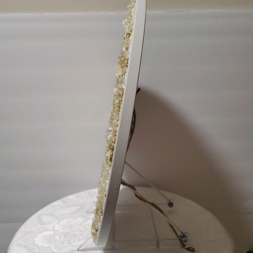 Crystalized Resin Table: Yellow Gold & Metallic White, Glam Home Decor