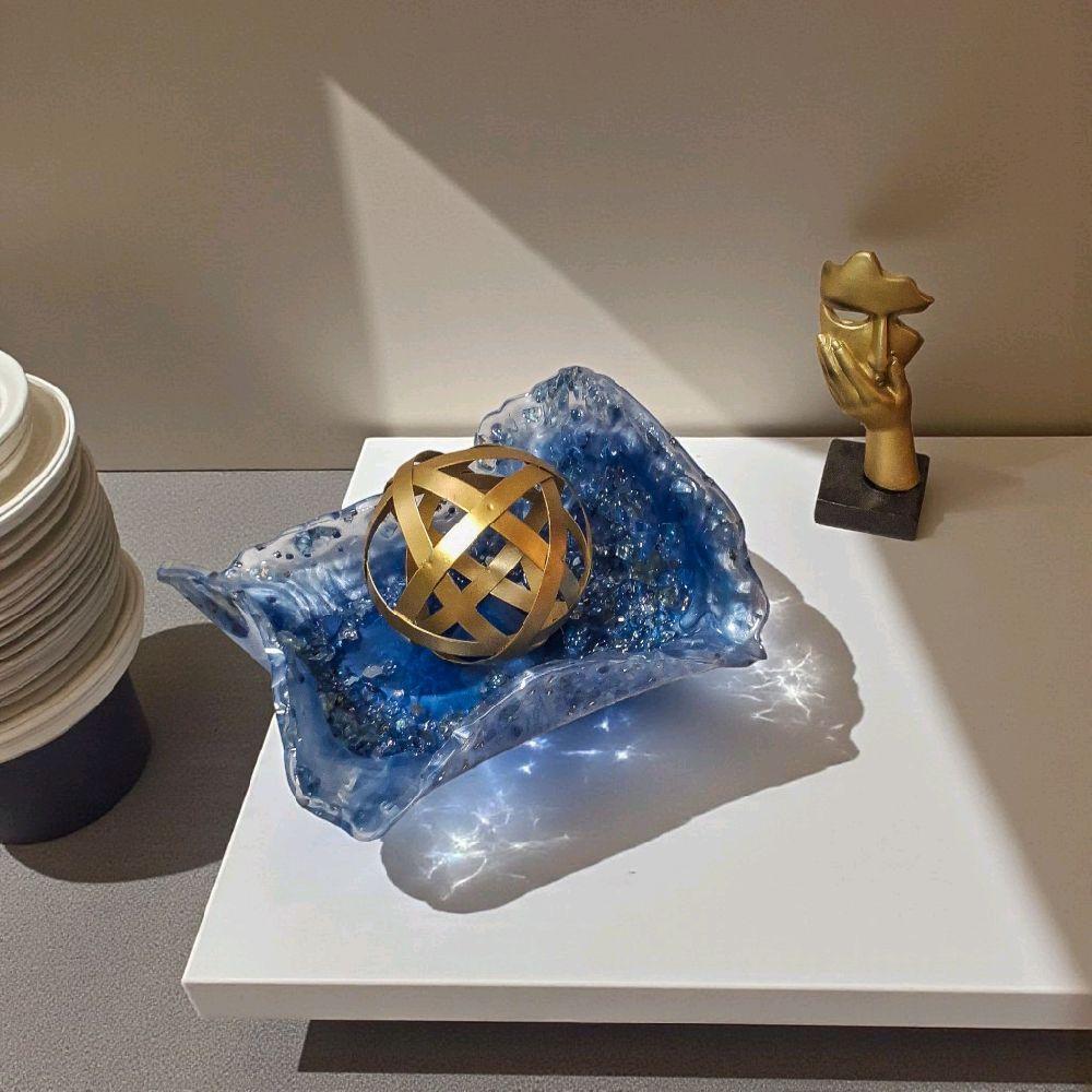 Blue Crystal Resin Decor Bowl - 3D Design Table Display