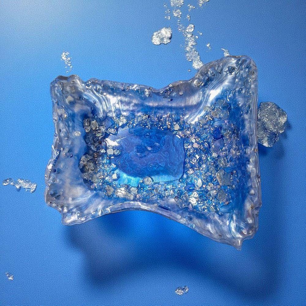 Blue Crystal Resin Decor Bowl - 3D Design Table Display