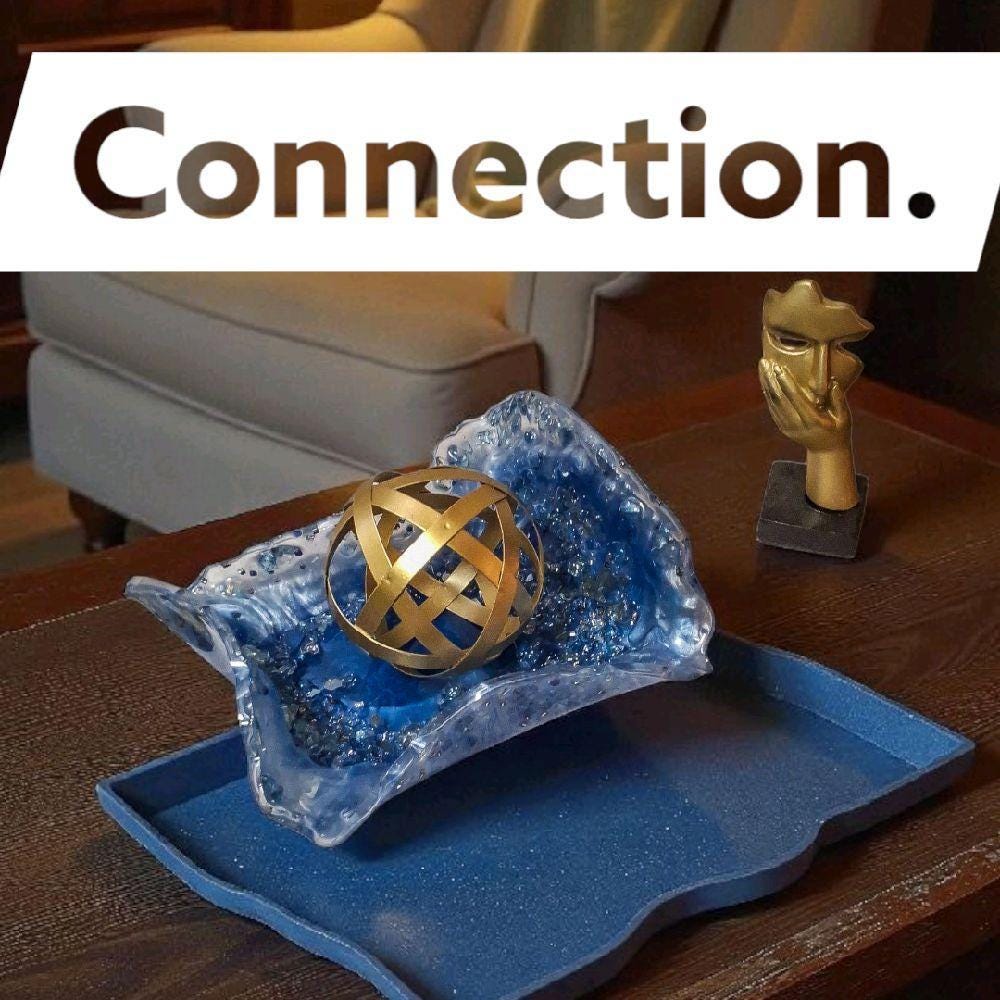 Blue Crystal Resin Decor Bowl - 3D Design Table Display