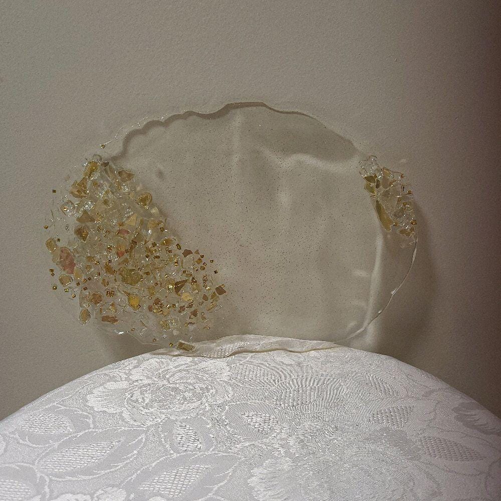 3D Resin Artwork: Gold Crystal Decor, Candle Trinket Vase Tray
