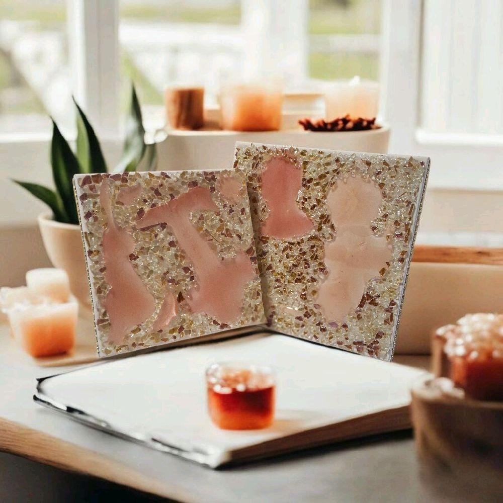 3D Rose Crystal Resin Artwork: Elegant Home Decor. Size 12x12 and 10x10, SET OF 2