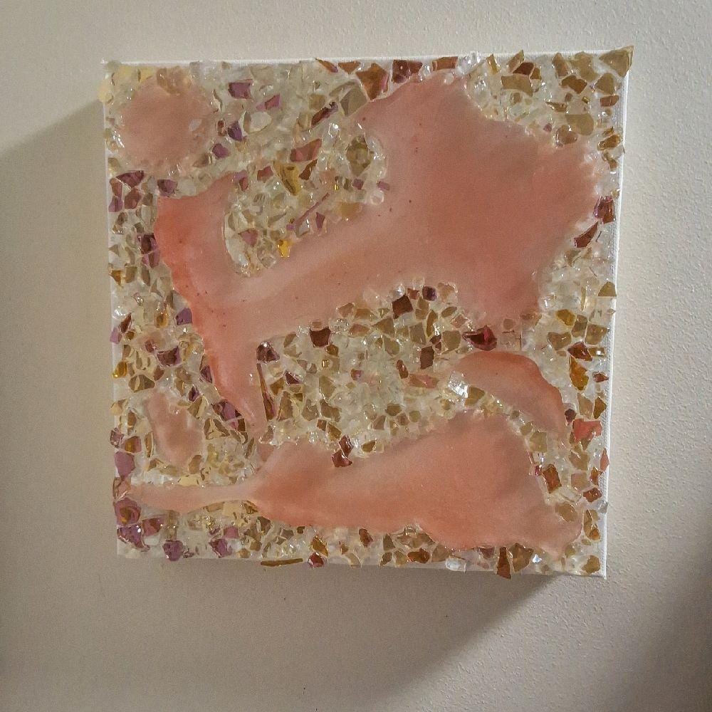 3D Rose Crystal Resin Artwork: Elegant Home Decor. Size 12x12 and 10x10, SET OF 2