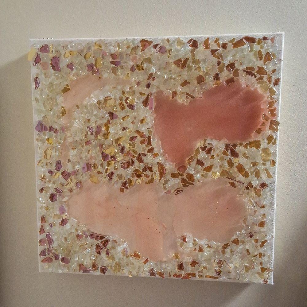 3D Rose Crystal Resin Artwork: Elegant Home Decor. Size 12x12 and 10x10, SET OF 2