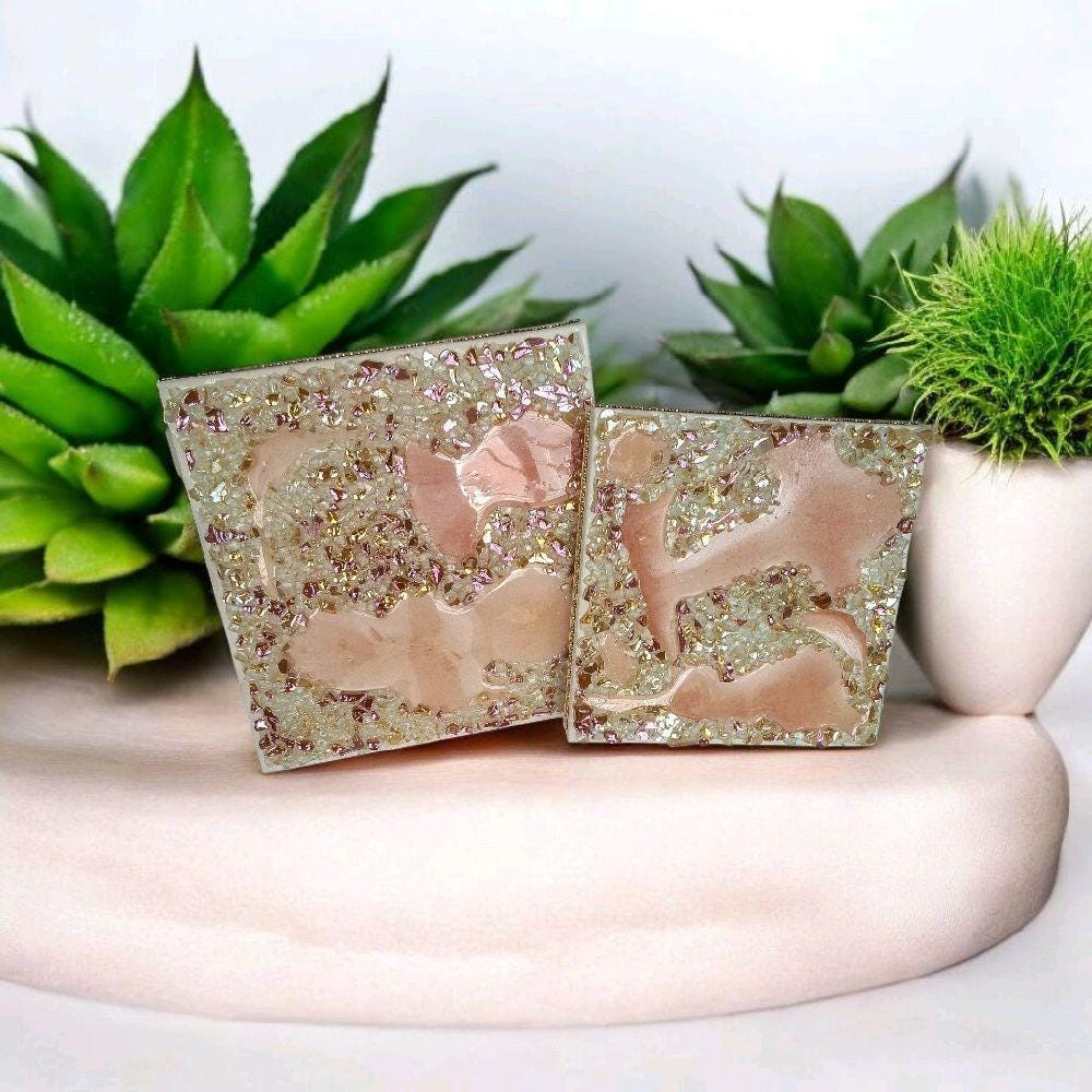 3D Rose Crystal Resin Artwork: Elegant Home Decor. Size 12x12 and 10x10, SET OF 2
