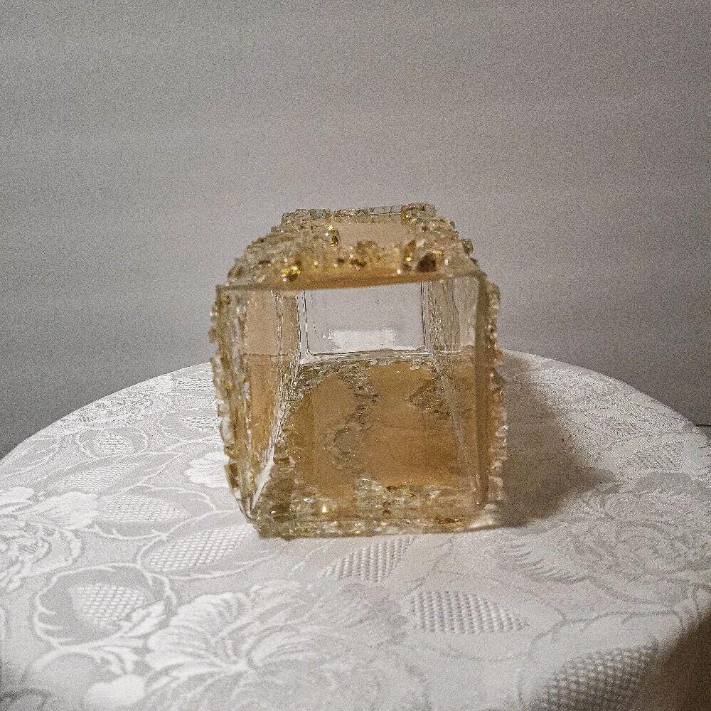 Glam Golden Peach Crystallized Vase – Elegant 3D Home Decor