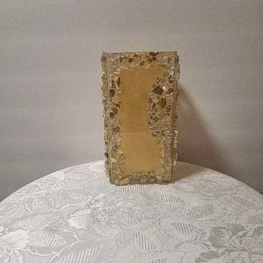 Glam Golden Peach Crystallized Vase – Elegant 3D Home Decor
