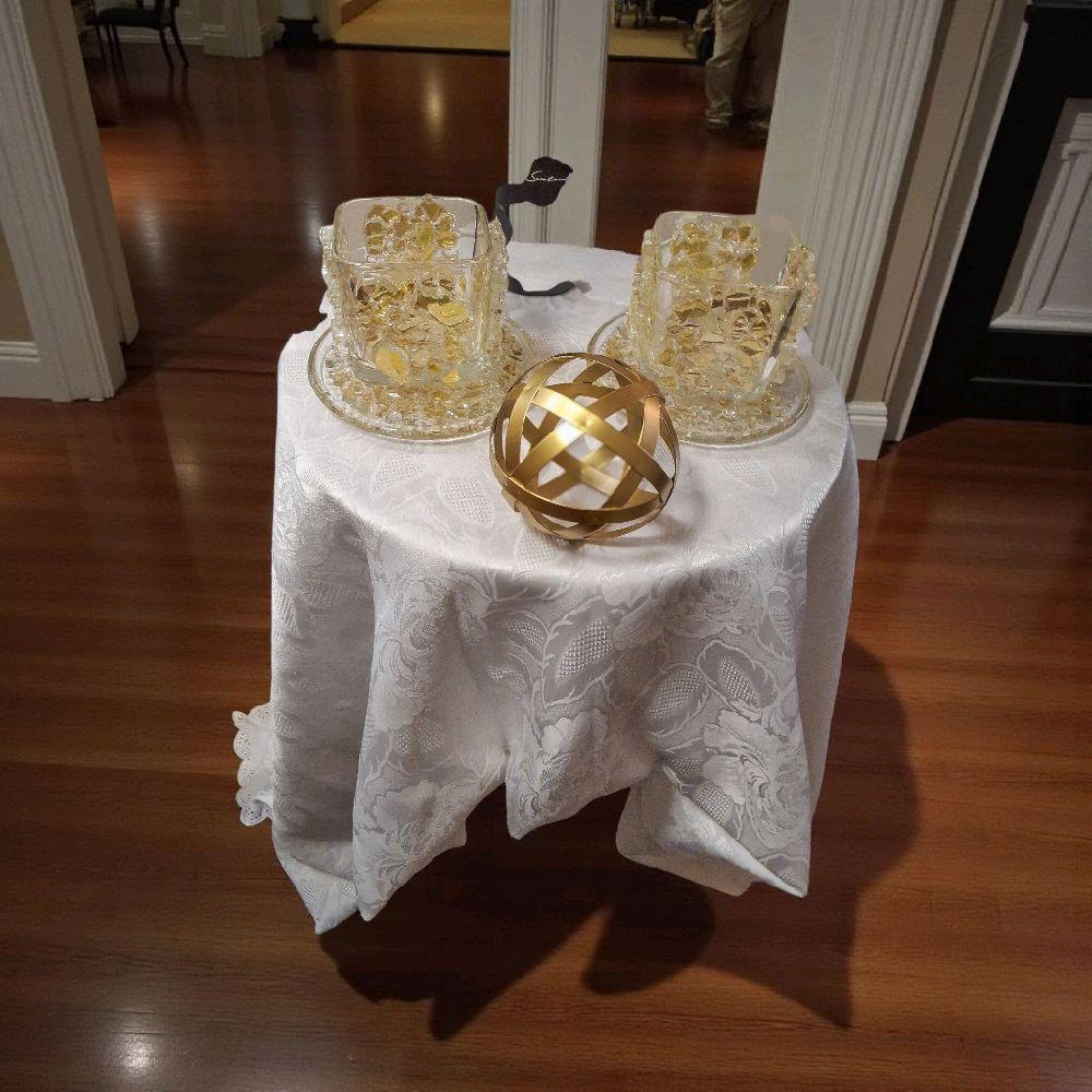 Handcrafted Gold Colored Crystal Votive Candle Holders (Set of 2)