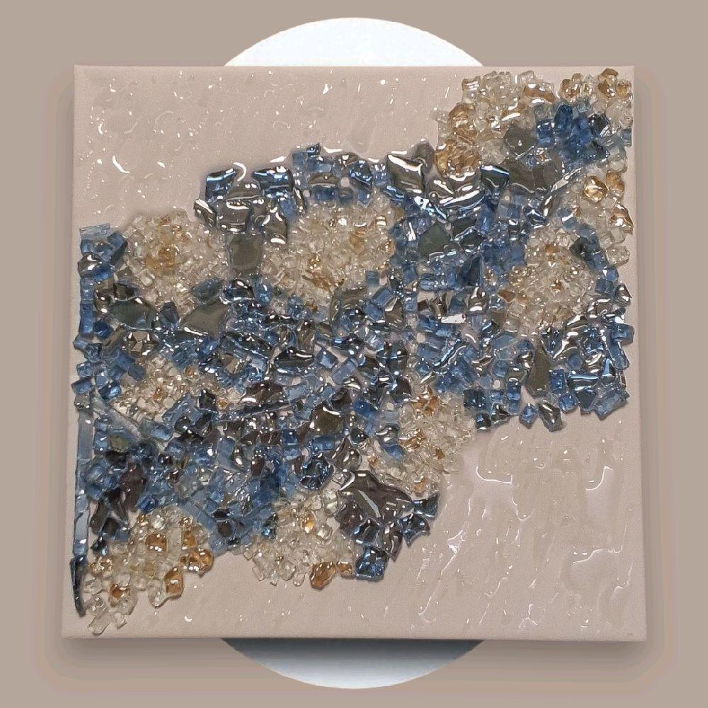3D Crystal Resin Artwork – Blue and Clear Home Decor (10x10)