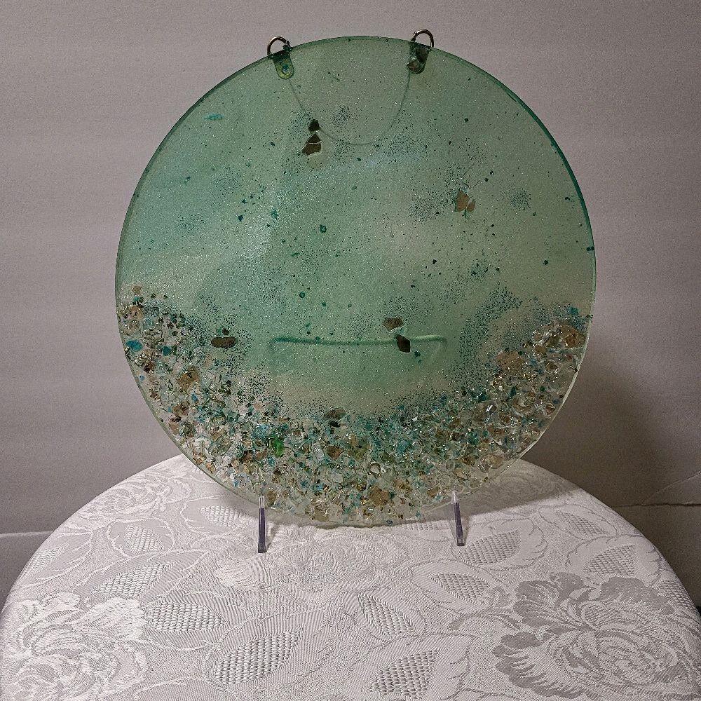 Hand-Designed Elegant 3D Home Decor Collection Aquamarine Green with Crystals 12x12 Size for Hanging