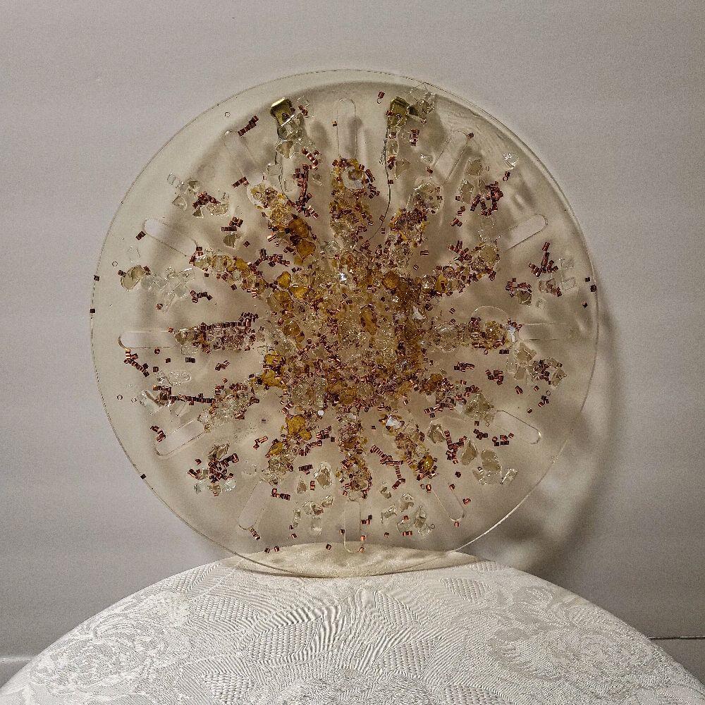 Hand-Designed Amber Crystal Home Decor, 3D Hanging Artwork (12x12)