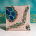 Aqua Blue Crystal Resin Artwork – Hanging Home Decor. Size 10x10