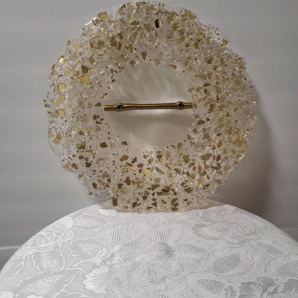 Hand-Designed Gold & Clear Crystal Tray - Elegant 3D Organizer