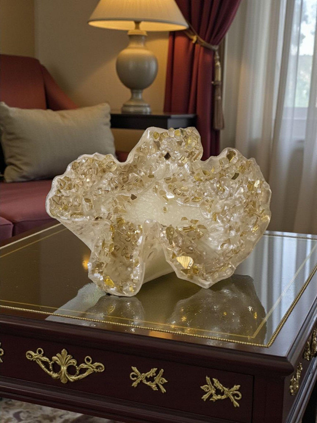 Resin Decorative Bowl - Elegant Gold Finish Home Decor