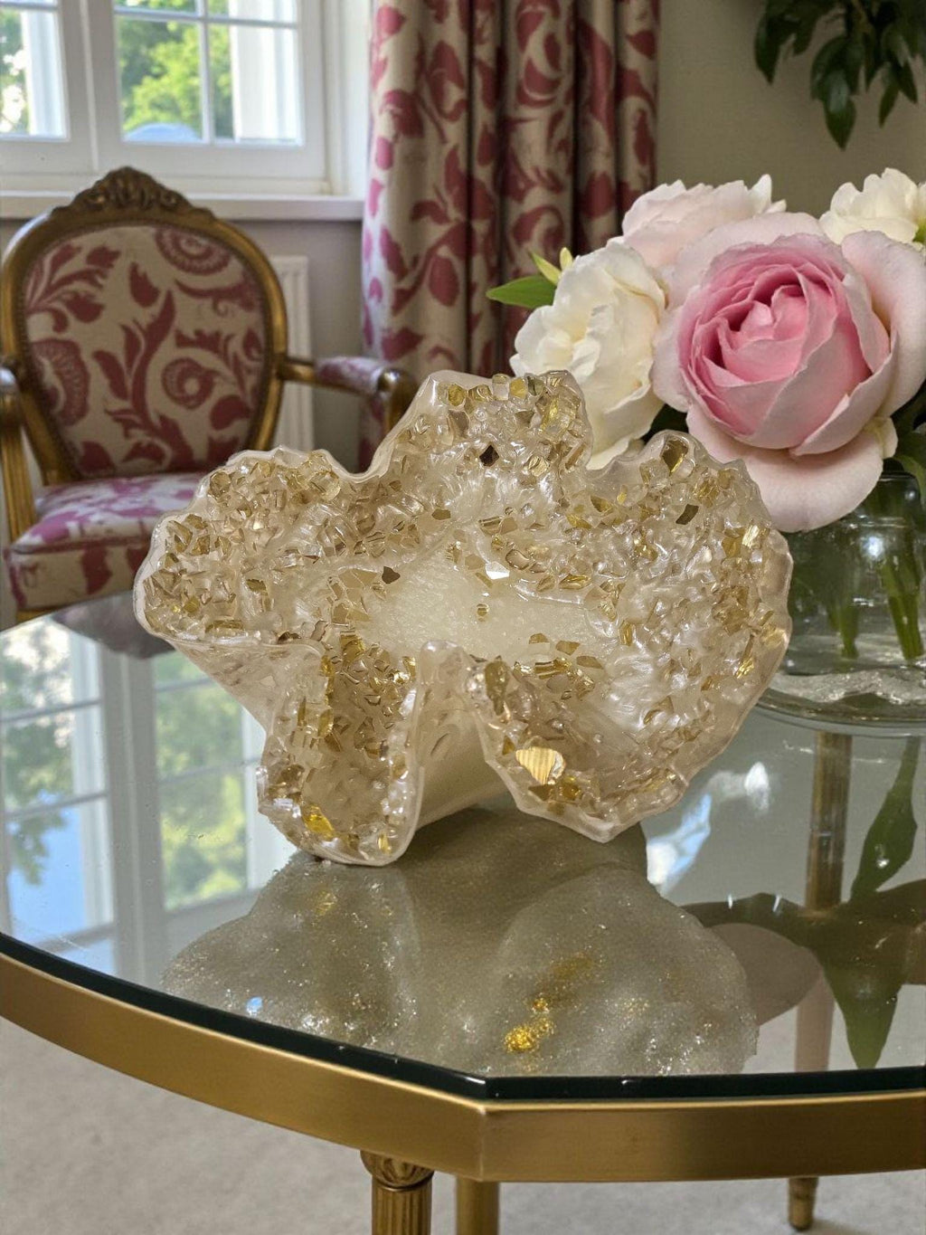 Resin Decorative Bowl - Elegant Gold Finish Home Decor