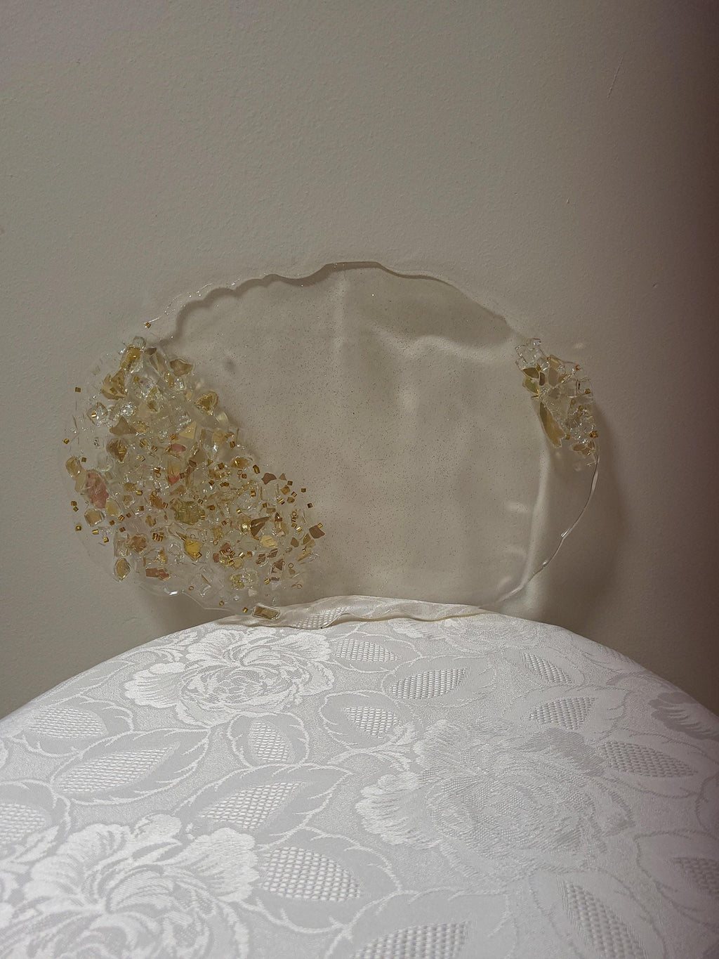 3D Resin Artwork: Gold Crystal Decor, Candle Trinket Vase Tray