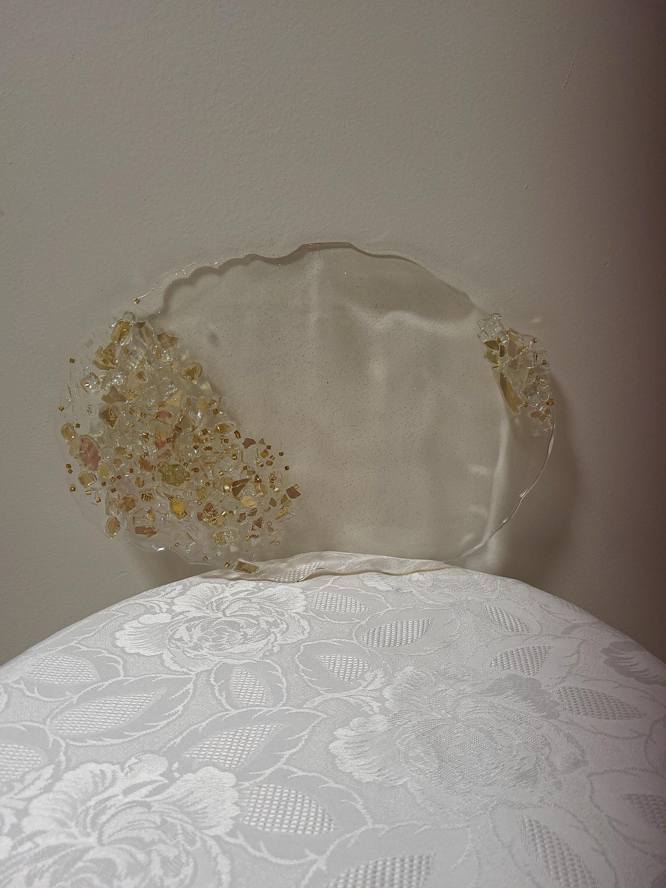 3D Resin Artwork: Gold Crystal Decor, Candle Trinket Vase Tray