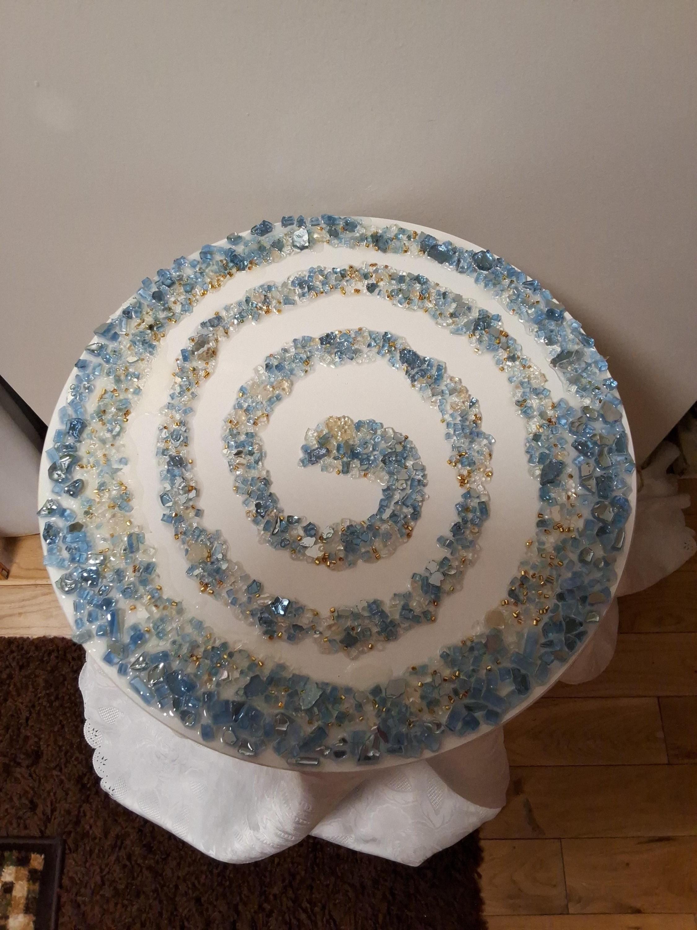 3D Crystallized Decor Table, Elegant Artwork Design